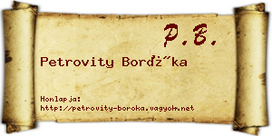 Petrovity Boróka névjegykártya